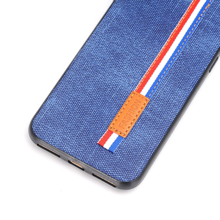 For iPhone 8 Denim Texture Protective Back Cover Case with Lanyard