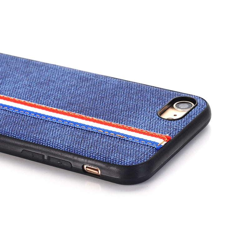 For iPhone 8 Denim Texture Protective Back Cover Case with Lanyard