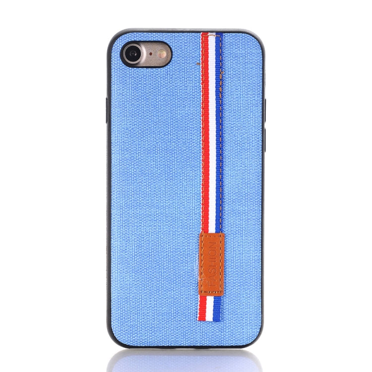 For iPhone 8 Denim Texture Protective Back Cover Case with Lanyard