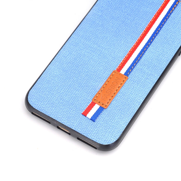 For iPhone 8 Denim Texture Protective Back Cover Case with Lanyard