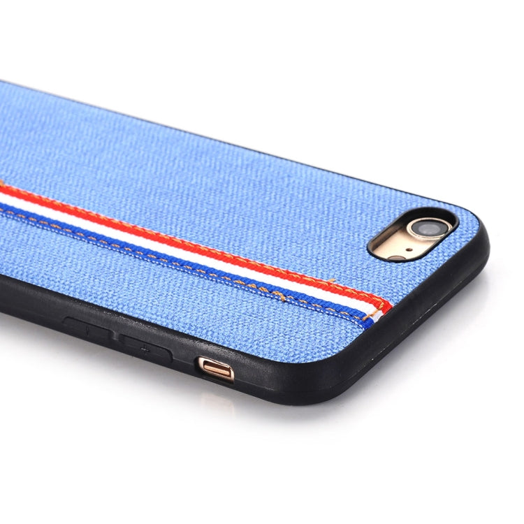 For iPhone 8 Denim Texture Protective Back Cover Case with Lanyard