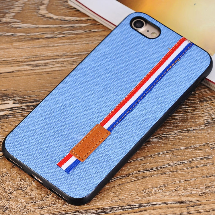 For iPhone 8 Denim Texture Protective Back Cover Case with Lanyard