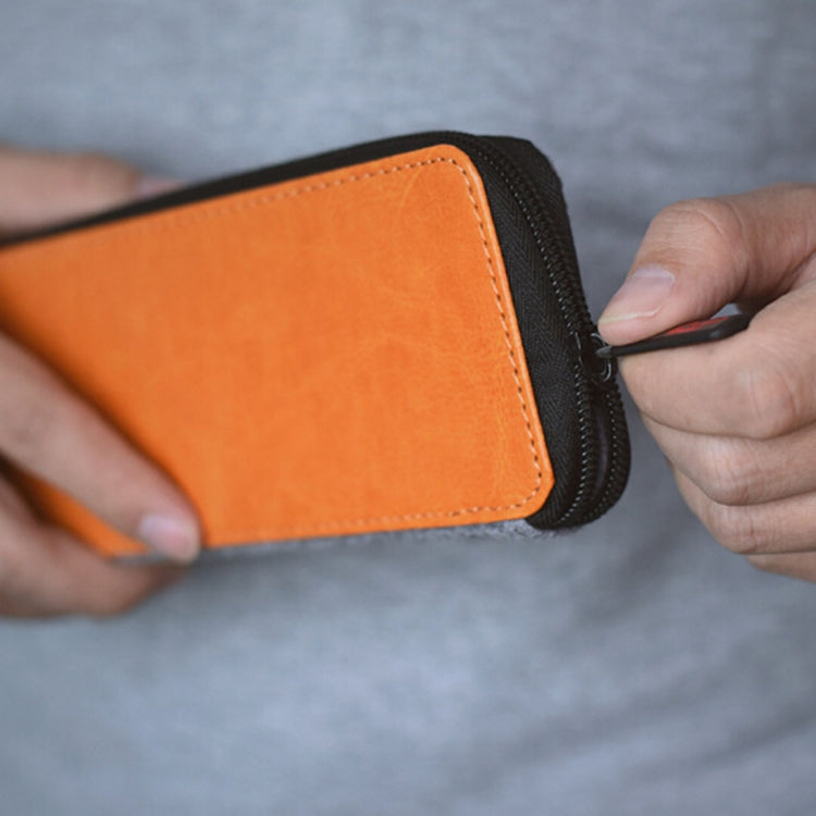 For Apple Watch Original Fashion PU Leather Storage Bag Wool Felt Apple Accessories (Apple Watch is not Included)(Orange)
