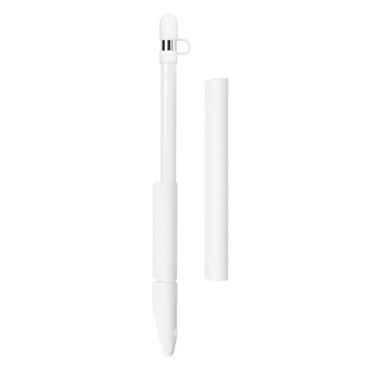 For Apple Pencil / iPad Pro Creative 4 in 1 Anti-lost (Pencil Cap + Pencil Point + 2*Penholder Cover) TouchPen Silicone Protective Set(White)