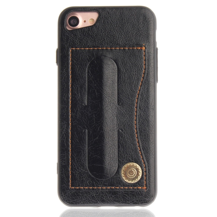 For iPhone SE 2020 & 8 & 7 TPU + Leather Pasted Litchi Texture Protective Back Case with Holder & Card Slots