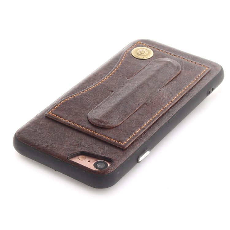 For iPhone SE 2020 & 8 & 7 TPU + Leather Pasted Litchi Texture Protective Back Case with Holder & Card Slots