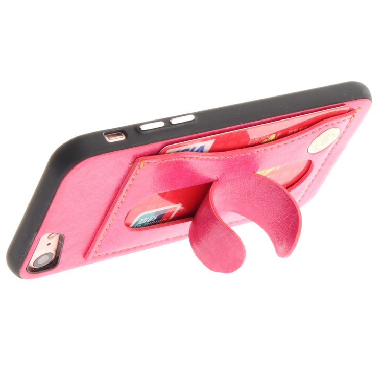 For iPhone SE 2020 & 8 & 7 TPU + Leather Pasted Litchi Texture Protective Back Case with Holder & Card Slots