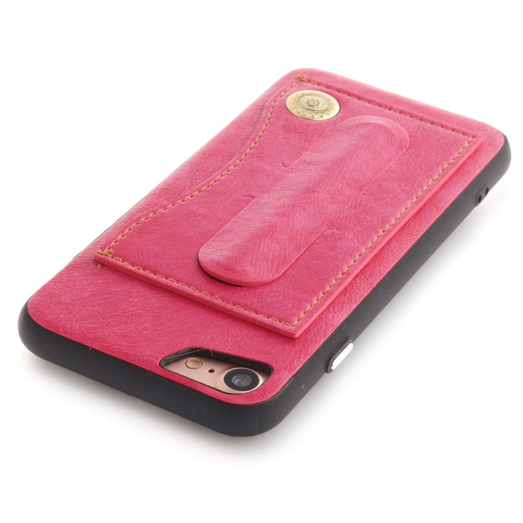 For iPhone SE 2020 & 8 & 7 TPU + Leather Pasted Litchi Texture Protective Back Case with Holder & Card Slots