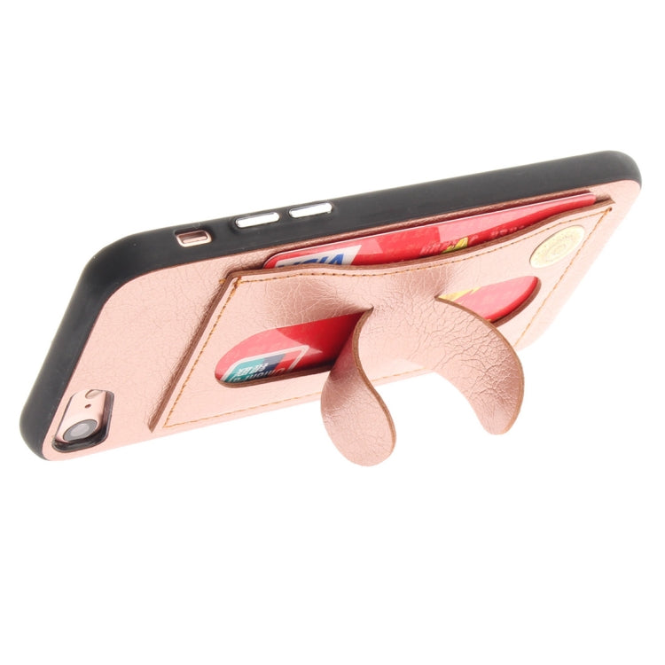 For iPhone SE 2020 & 8 & 7 TPU + Leather Pasted Litchi Texture Protective Back Case with Holder & Card Slots
