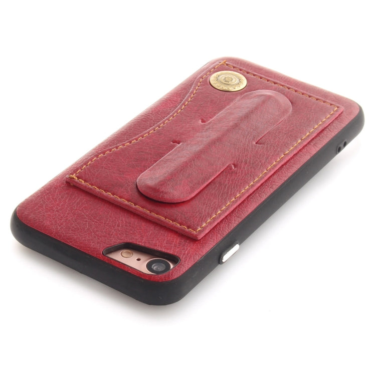 For iPhone SE 2020 & 8 & 7 TPU + Leather Pasted Litchi Texture Protective Back Case with Holder & Card Slots