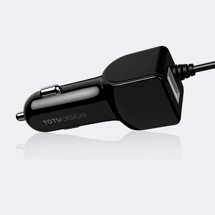 TOTUDESIGN Sharp Series 12V-24V Input 3 in 1 Smart Car Charger, Tension Spring Cable Length: 1.5m, For Tablet, iPad, iPhone, Galaxy, Sony, Lenovo, HTC, Huawei, and other Smartphones(Black)