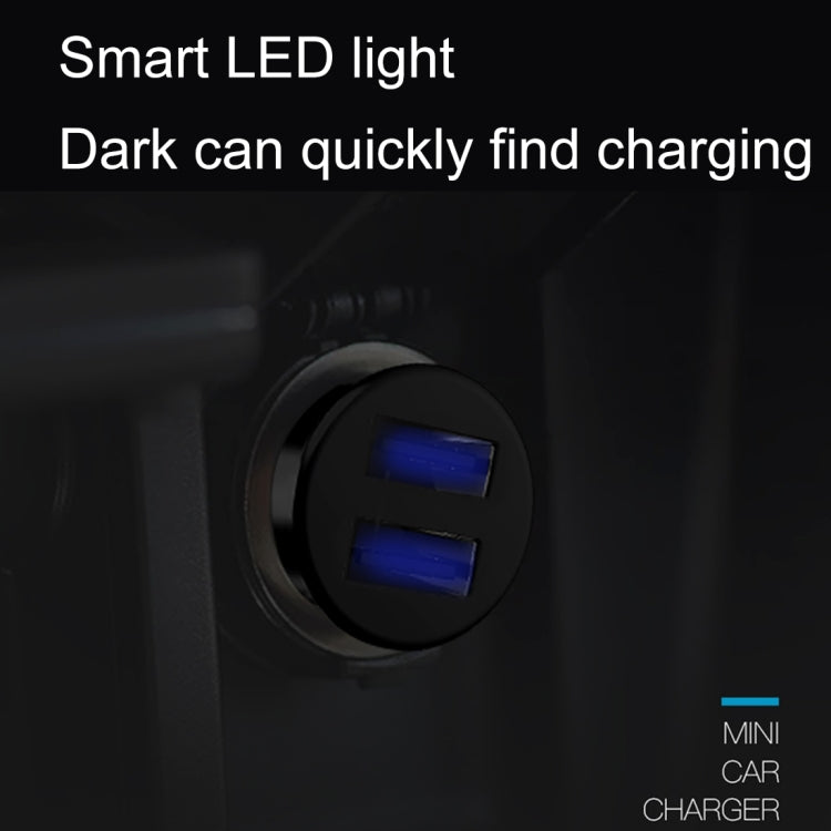 TOTUDESIGN 4.8A Dual Ports Metal Shell Smart Fast Charger Mini Car Charger, For Tablet, iPad, iPhone, Galaxy, Sony, Lenovo, HTC, Huawei, and other Smartphones(Black)