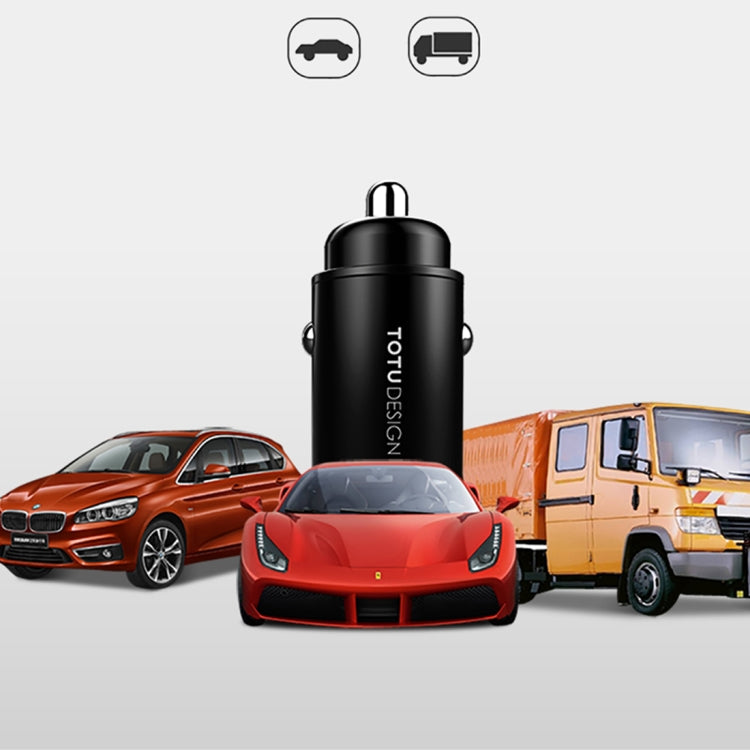 TOTUDESIGN 4.8A Dual Ports Metal Shell Smart Fast Charger Mini Car Charger, For Tablet, iPad, iPhone, Galaxy, Sony, Lenovo, HTC, Huawei, and other Smartphones(Black)