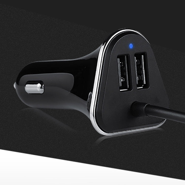 TOTUDESIGN Torch Series 9.6A Output ABS + PC Shell 4 USB Ports Smart Car Charger, Cable Length: 1.8m, For iPhone, Galaxy, Sony, Lenovo, HTC, Huawei, and other Smartphones(Black)