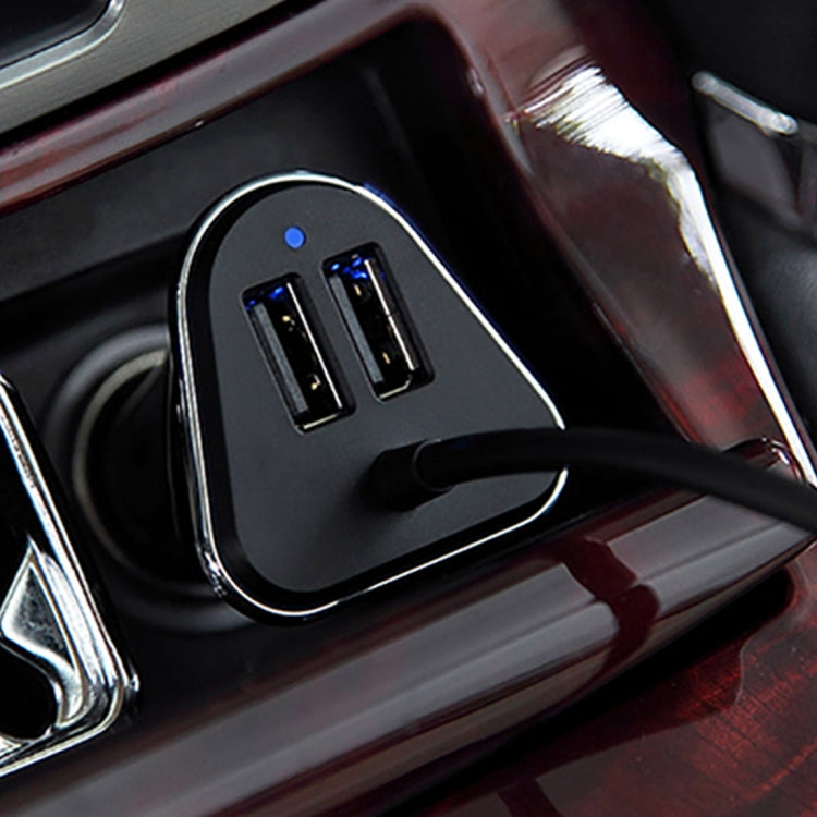 TOTUDESIGN Torch Series 9.6A Output ABS + PC Shell 4 USB Ports Smart Car Charger, Cable Length: 1.8m, For iPhone, Galaxy, Sony, Lenovo, HTC, Huawei, and other Smartphones(Black)