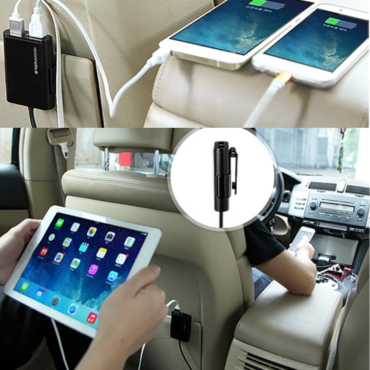 TOTUDESIGN Torch Series 9.6A Output ABS + PC Shell 4 USB Ports Smart Car Charger, Cable Length: 1.8m, For iPhone, Galaxy, Sony, Lenovo, HTC, Huawei, and other Smartphones(Black)