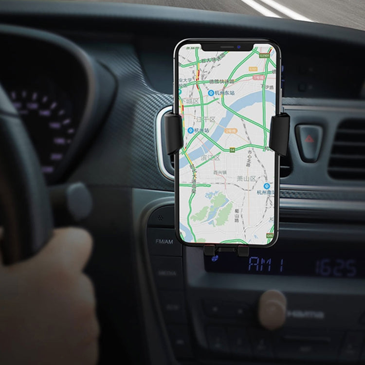 TOTUDESIGN Ruizhi Series Clamping Type Gravity Car Mount & Wireless Charger, For iPhone, Galaxy, Sony, Lenovo, HTC, Huawei, and other Smartphones(Black)