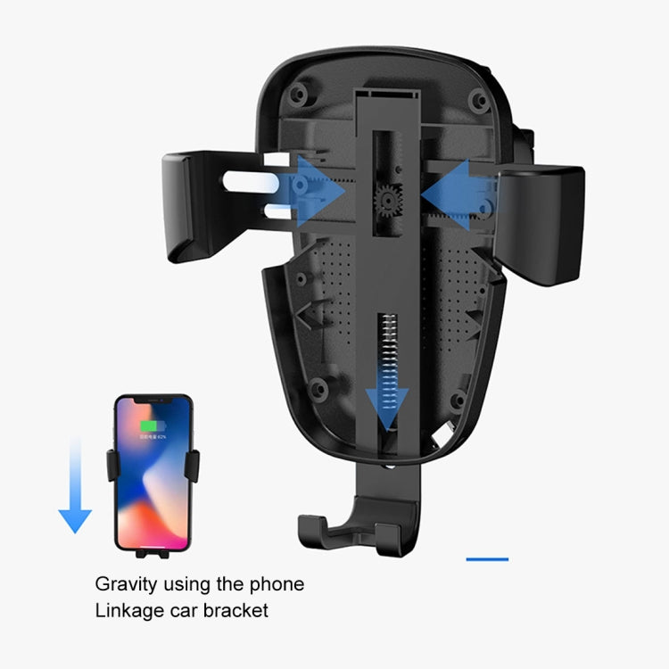 TOTUDESIGN Ruizhi Series Clamping Type Gravity Car Mount & Wireless Charger, For iPhone, Galaxy, Sony, Lenovo, HTC, Huawei, and other Smartphones(Black)