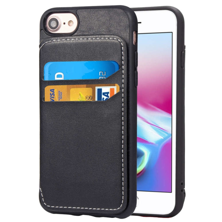 Simple Leather Texture TPU Magnetic Leather Case For iPhone SE 2020 & 8 & 7 & 6, with Holder & Card Slots & Wallet
