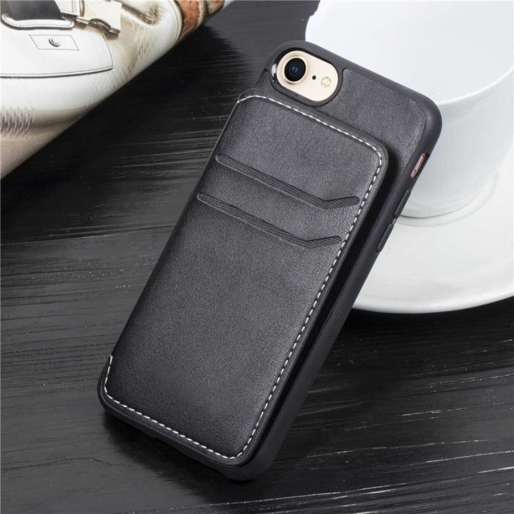 Simple Leather Texture TPU Magnetic Leather Case For iPhone SE 2020 & 8 & 7 & 6, with Holder & Card Slots & Wallet