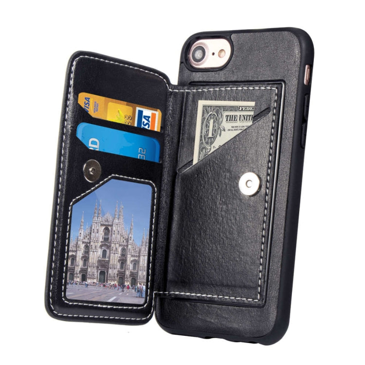 Simple Leather Texture TPU Magnetic Leather Case For iPhone SE 2020 & 8 & 7 & 6, with Holder & Card Slots & Wallet