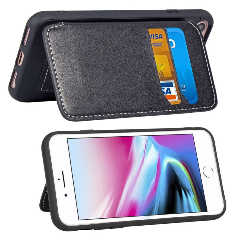Simple Leather Texture TPU Magnetic Leather Case For iPhone SE 2020 & 8 & 7 & 6, with Holder & Card Slots & Wallet