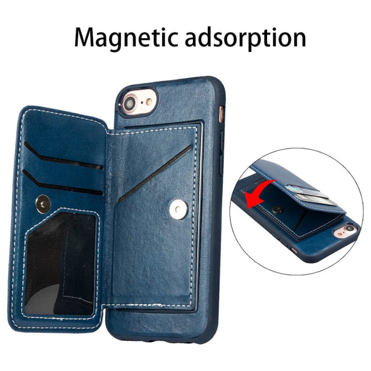 Simple Leather Texture TPU Magnetic Leather Case For iPhone SE 2020 & 8 & 7 & 6, with Holder & Card Slots & Wallet