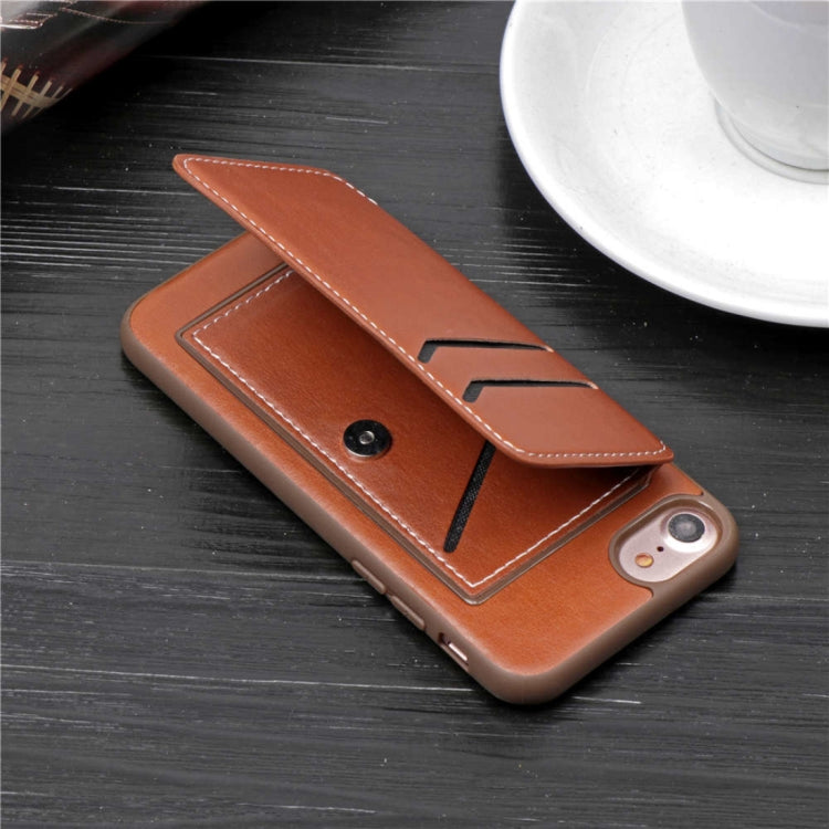 Simple Leather Texture TPU Magnetic Leather Case For iPhone SE 2020 & 8 & 7 & 6, with Holder & Card Slots & Wallet
