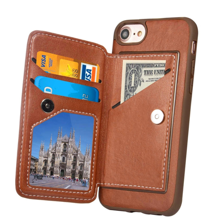 Simple Leather Texture TPU Magnetic Leather Case For iPhone SE 2020 & 8 & 7 & 6, with Holder & Card Slots & Wallet