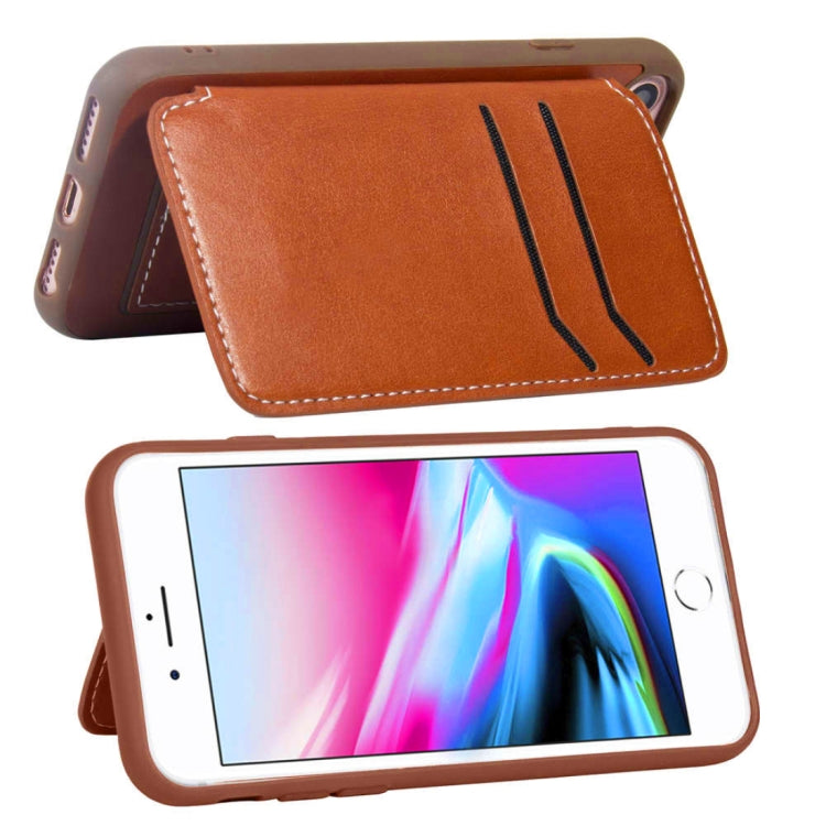 Simple Leather Texture TPU Magnetic Leather Case For iPhone SE 2020 & 8 & 7 & 6, with Holder & Card Slots & Wallet