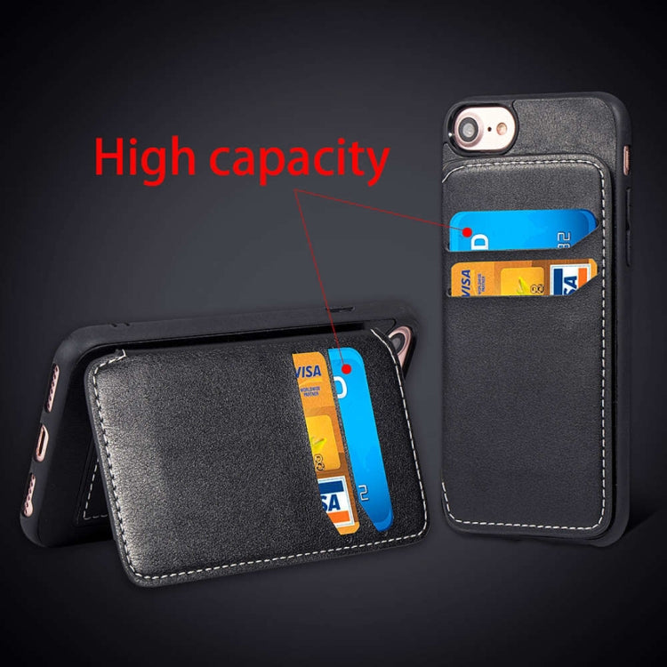 Simple Leather Texture TPU Magnetic Leather Case For iPhone SE 2020 & 8 & 7 & 6, with Holder & Card Slots & Wallet