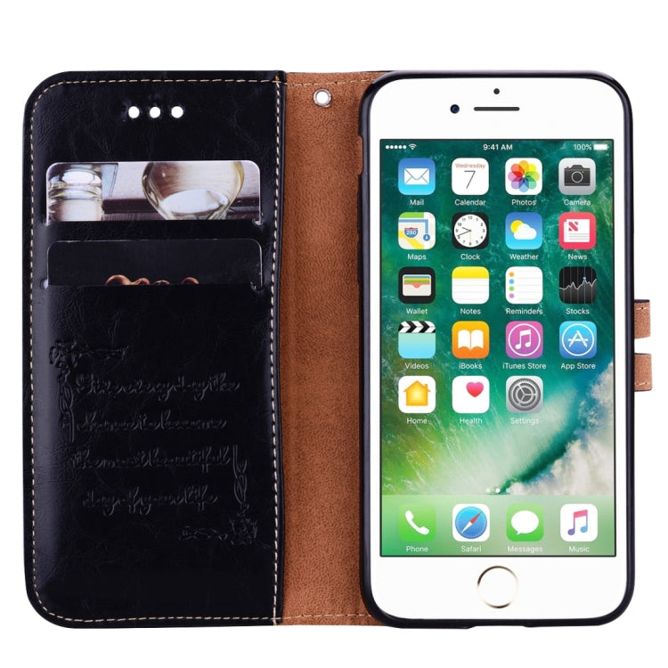 For iPhone SE 2020 & 8 & 7 Business Style Oil Wax Texture Horizontal Flip Leather Case with Holder & Card Slots & Wallet