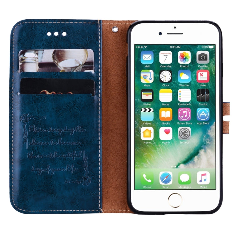 For iPhone SE 2020 & 8 & 7 Business Style Oil Wax Texture Horizontal Flip Leather Case with Holder & Card Slots & Wallet