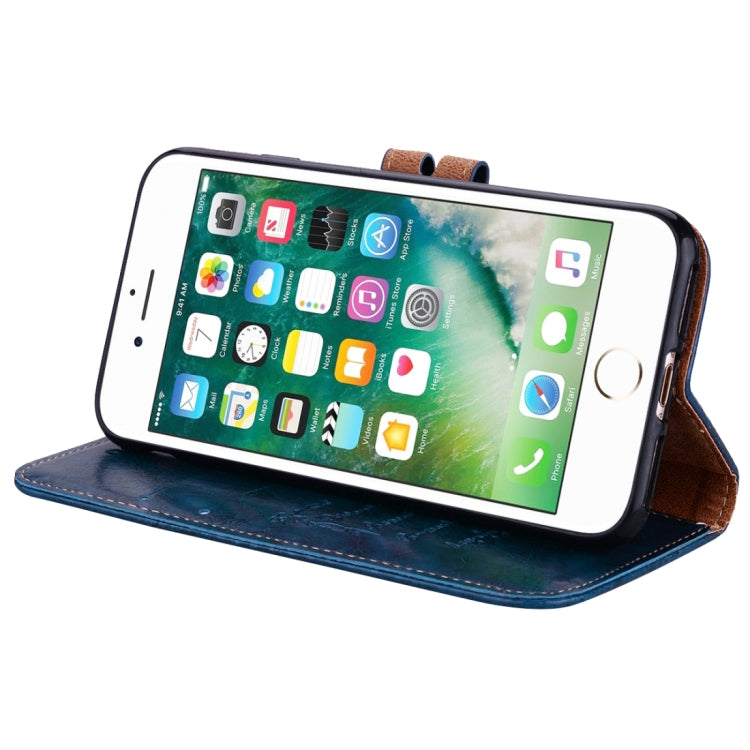 For iPhone SE 2020 & 8 & 7 Business Style Oil Wax Texture Horizontal Flip Leather Case with Holder & Card Slots & Wallet