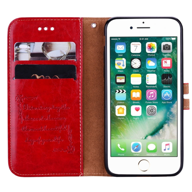 For iPhone SE 2020 & 8 & 7 Business Style Oil Wax Texture Horizontal Flip Leather Case with Holder & Card Slots & Wallet