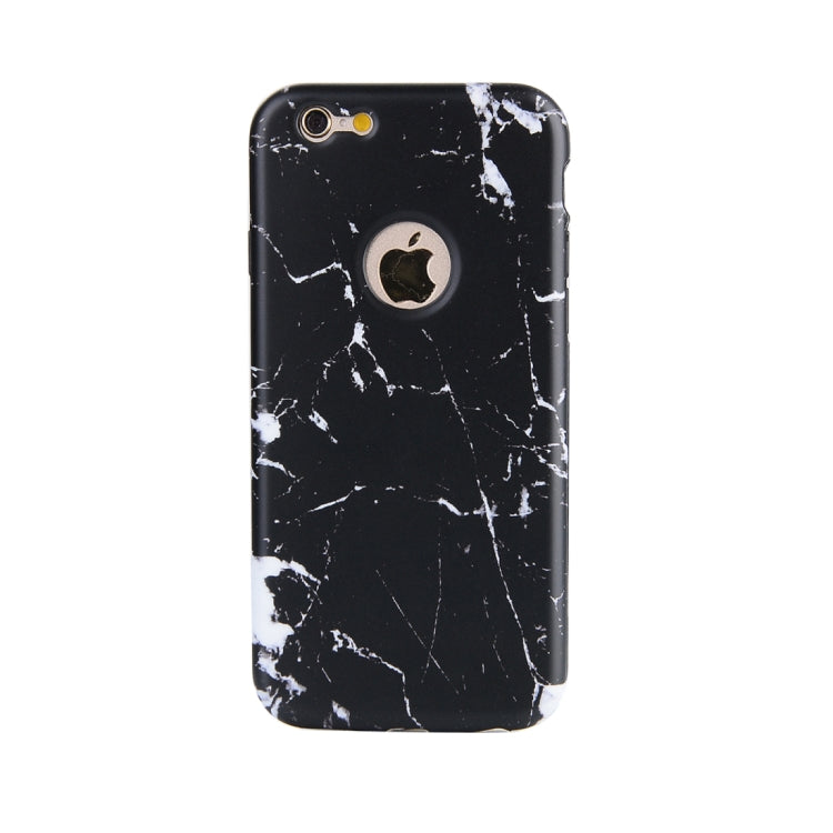 For iPhone SE 2020 & 8 & 7 Marble Texture TPU + PC Protective Back Cover Case + Tempered Glass Screen Protector(Black)
