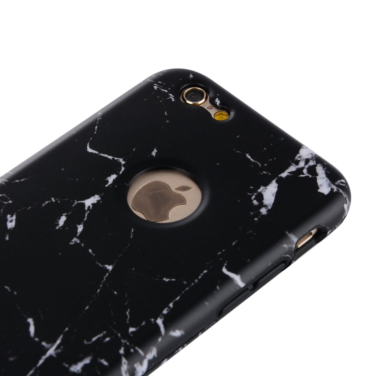 For iPhone SE 2020 & 8 & 7 Marble Texture TPU + PC Protective Back Cover Case + Tempered Glass Screen Protector(Black)