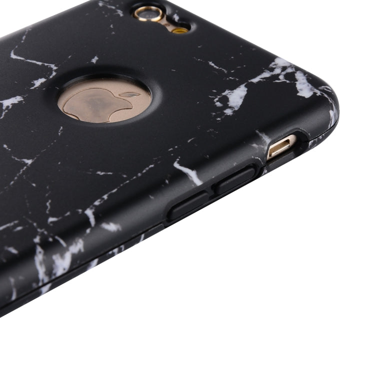 For iPhone SE 2020 & 8 & 7 Marble Texture TPU + PC Protective Back Cover Case + Tempered Glass Screen Protector(Black)
