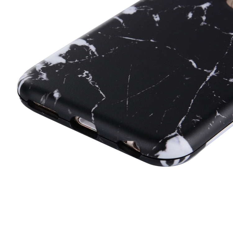 For iPhone SE 2020 & 8 & 7 Marble Texture TPU + PC Protective Back Cover Case + Tempered Glass Screen Protector(Black)