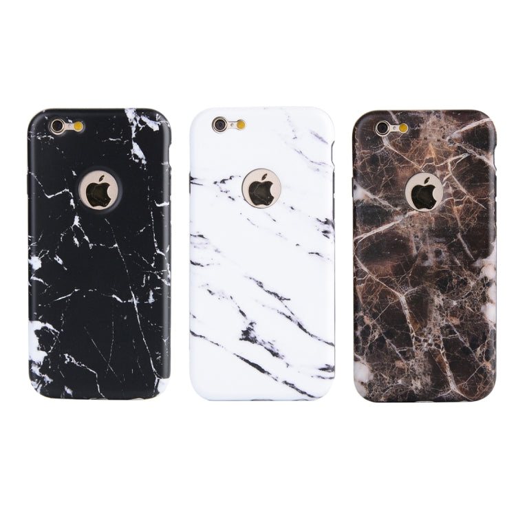 For iPhone SE 2020 & 8 & 7 Marble Texture TPU + PC Protective Back Cover Case + Tempered Glass Screen Protector(Black)
