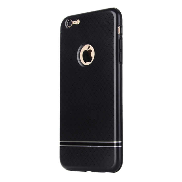 For iPhone SE 2020 & 8 & 7 Rhombus Texture TPU + PC Frosted Protective Back Cover Case + Tempered Glass Screen Protector (Black)
