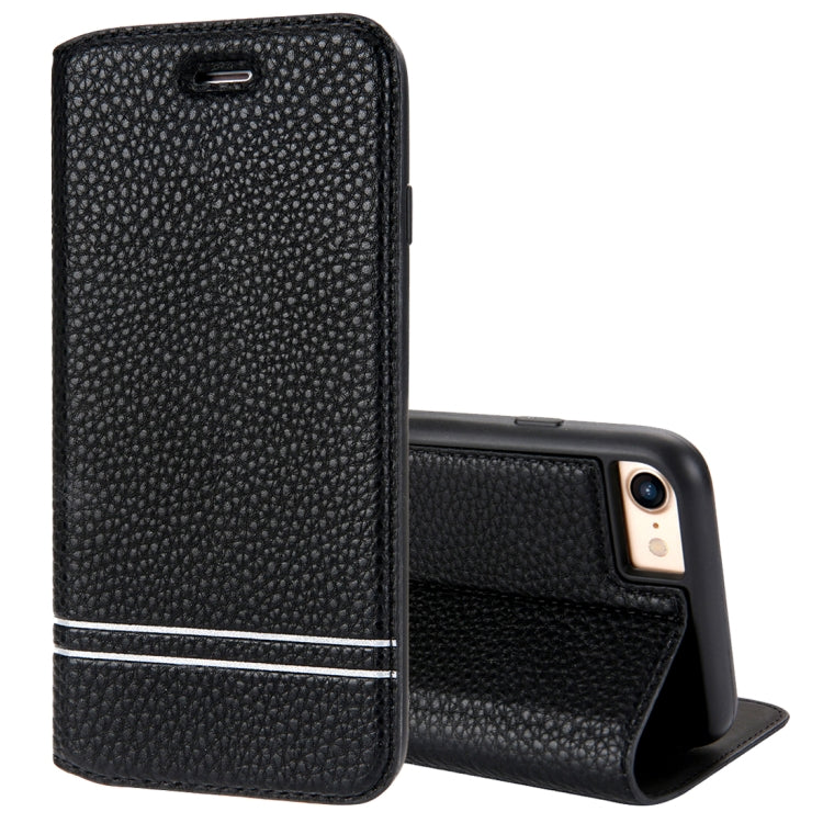 For iPhone SE 2020 & 8 & 7 Litchi Texture Horizontal Flip Leather Case with Holder & Card Slots