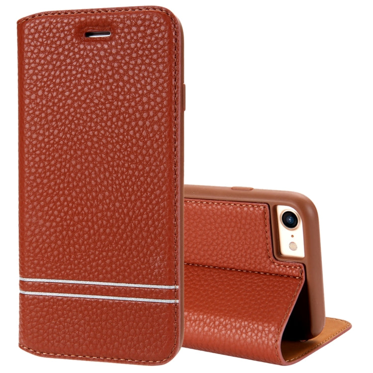 For iPhone SE 2020 & 8 & 7 Litchi Texture Horizontal Flip Leather Case with Holder & Card Slots
