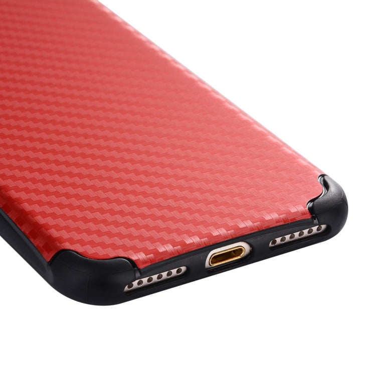 For iPhone SE 2020 & 8 & 7 Carbon Fiber Texture TPU Dropproof Protective Back Cover Case (Red)