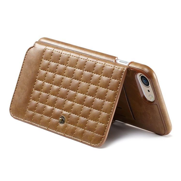 For iPhone SE 2020 & 8 & 7 Retro PU Lattices Leather Texture Horizontal Flip Protective Leather Case with Holder & Card Slots & Wallet & Photo Frame
