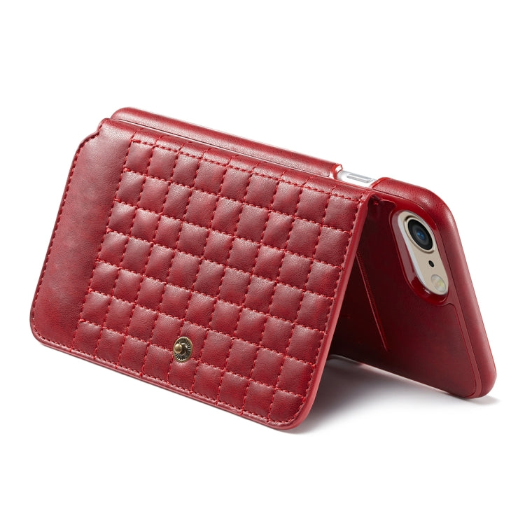 For iPhone SE 2020 & 8 & 7 Retro PU Lattices Leather Texture Horizontal Flip Protective Leather Case with Holder & Card Slots & Wallet & Photo Frame