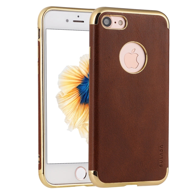 SULADA Plating Edge TPU + Leather Magnetic Protective Case For iPhone SE 2020 & 8 & 7