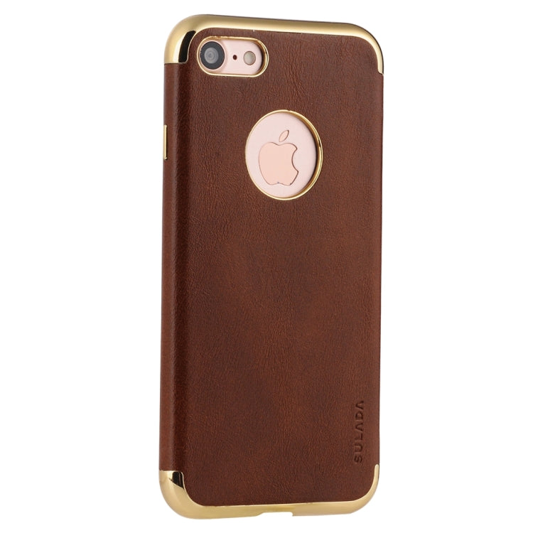 SULADA Plating Edge TPU + Leather Magnetic Protective Case For iPhone SE 2020 & 8 & 7