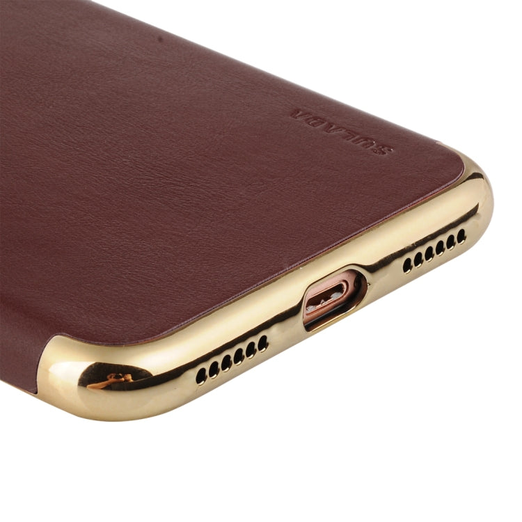 SULADA Plating Edge TPU + Leather Magnetic Protective Case For iPhone SE 2020 & 8 & 7