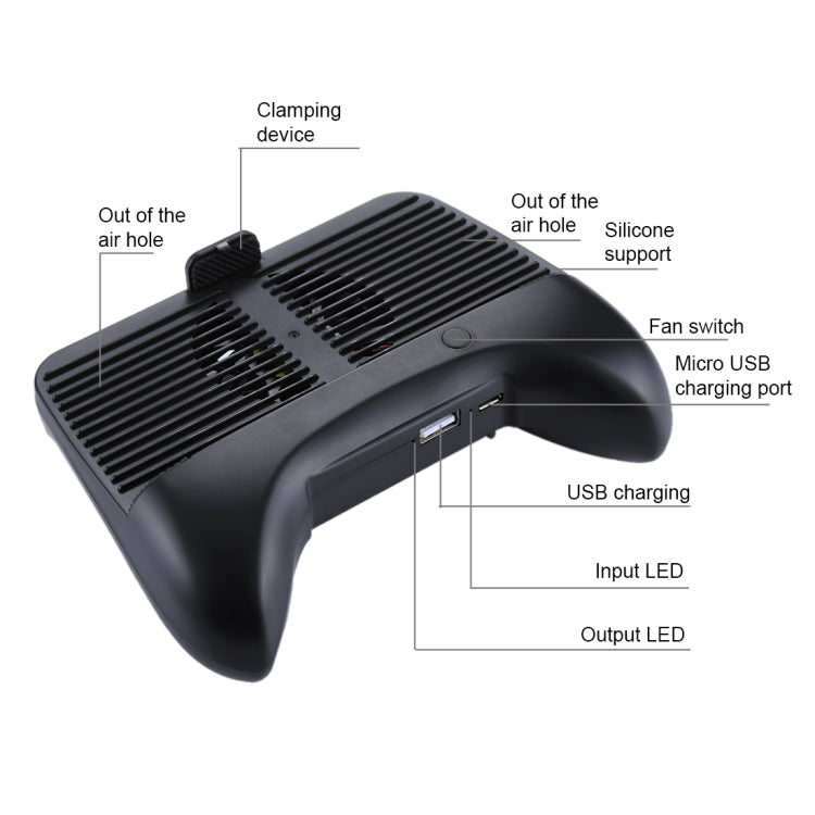 CCF-013 Multi-function 3 in 1 Phone Gamepad Holder Handle with Charging / Radiating, For iPhone, Galaxy, Huawei, Xiaomi, LG, HTC, Sony, Google and other Smartphones